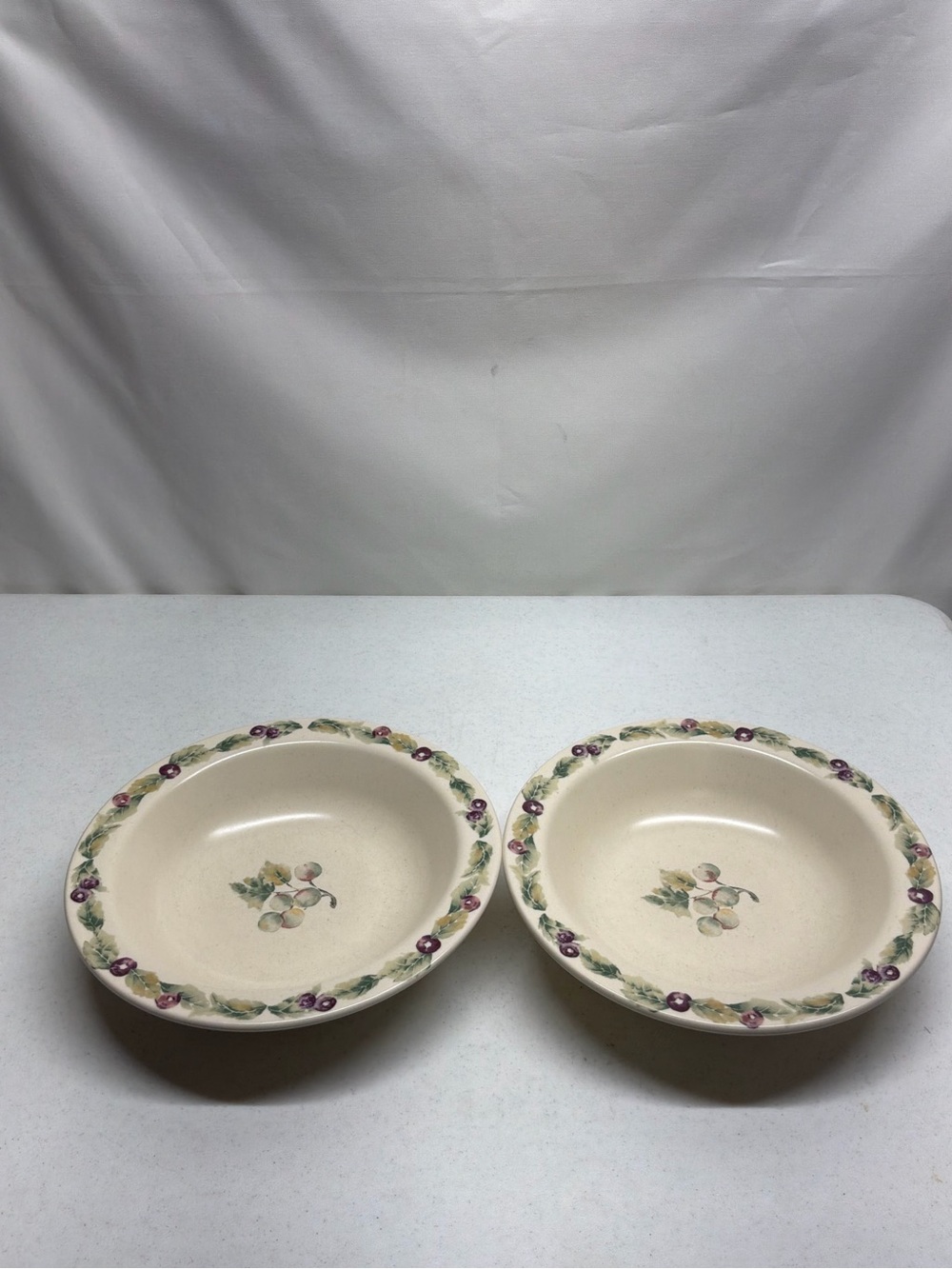 Pfaltzgraff Jamberry Ceramic Serving Bowls with Fruit Border - Set of 2